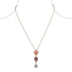 10.11 Carat Natural Multi sapphire & Diamond Pendant in 18k Rose Gold