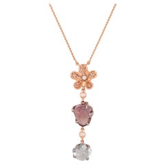 10.11 Carat Natural Multi sapphire & Diamond Pendant in 18k Rose Gold