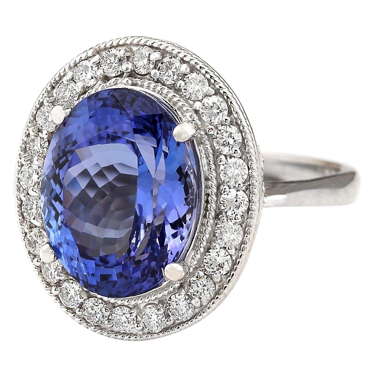 Introducing our extraordinary 14 Karat White Gold Diamond Ring featuring a remarkable 10.11 Carat Tanzanite as its focal point. Stamped with authenticity, this ring embodies elegance and sophistication. With a total weight of 8.3 grams, it showcases