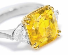 Anillo de zafiro amarillo de Ceilán de 10,11 quilates en platino y oro amarillo de 18 quilates