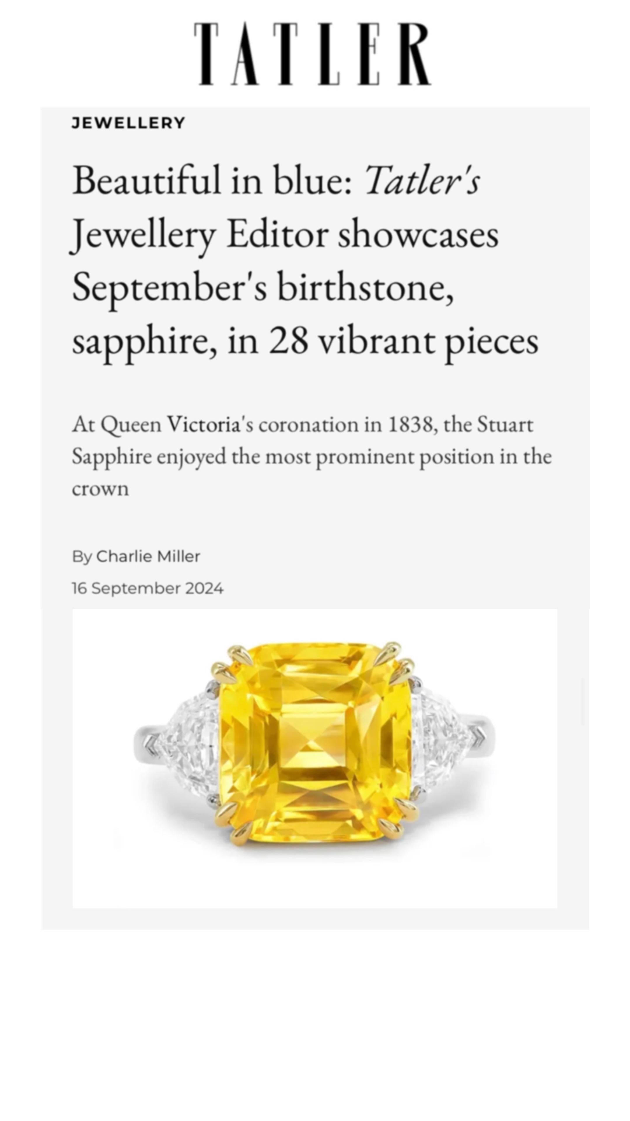 10.11 ct. Yellow Sapphire Ring, Ceylon Heated, Platinum and 18k Yellow Gold In New Condition For Sale In Brooklyn, NY