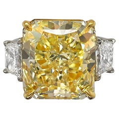 10.11 Radiant Cut Fancy Yellow Diamond Ring GIA Certified