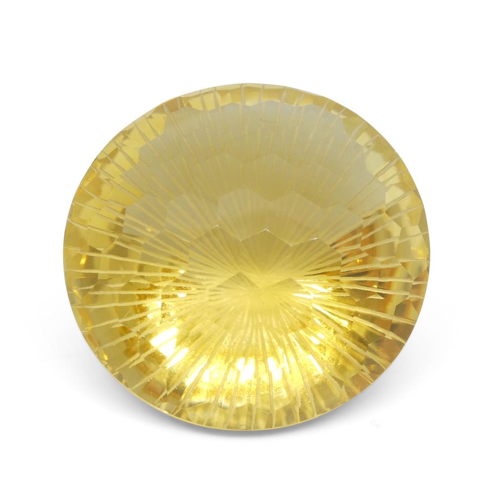 Women's or Men's 101.17ct Round Yellow Honeycomb Starburst Citrine from Brazil For Sale