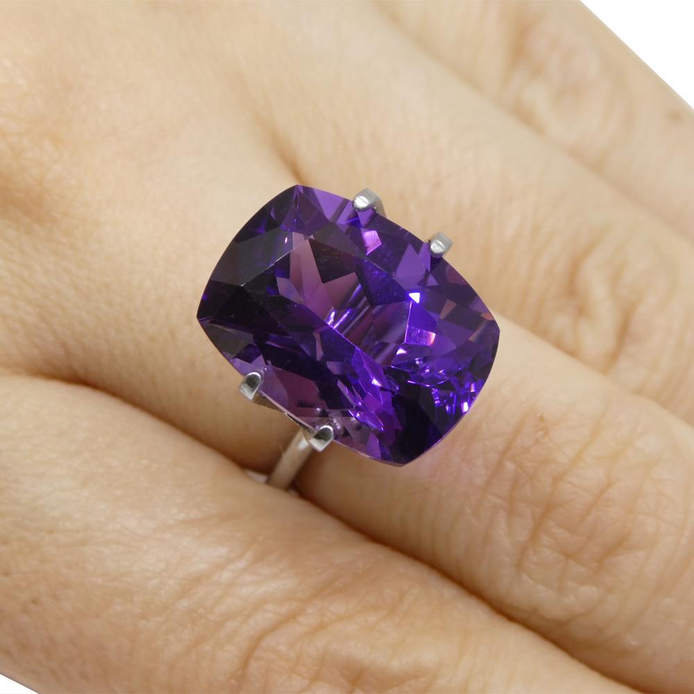 Description:

Gem Type: Amethyst
Number of Stones: 1
Weight: 10.11 cts
Measurements: 16.07 x 12.10 x 9.07 mm
Shape: Cushion
Cutting Style:
Cutting Style Crown: Brilliant Cut
Cutting Style Pavilion: Modified Brilliant Cut
Transparency: