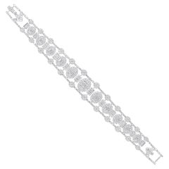 10,12 Karat SI Reinheit HI Farbe Baguette Runder Diamant 18k Weißgold Armband