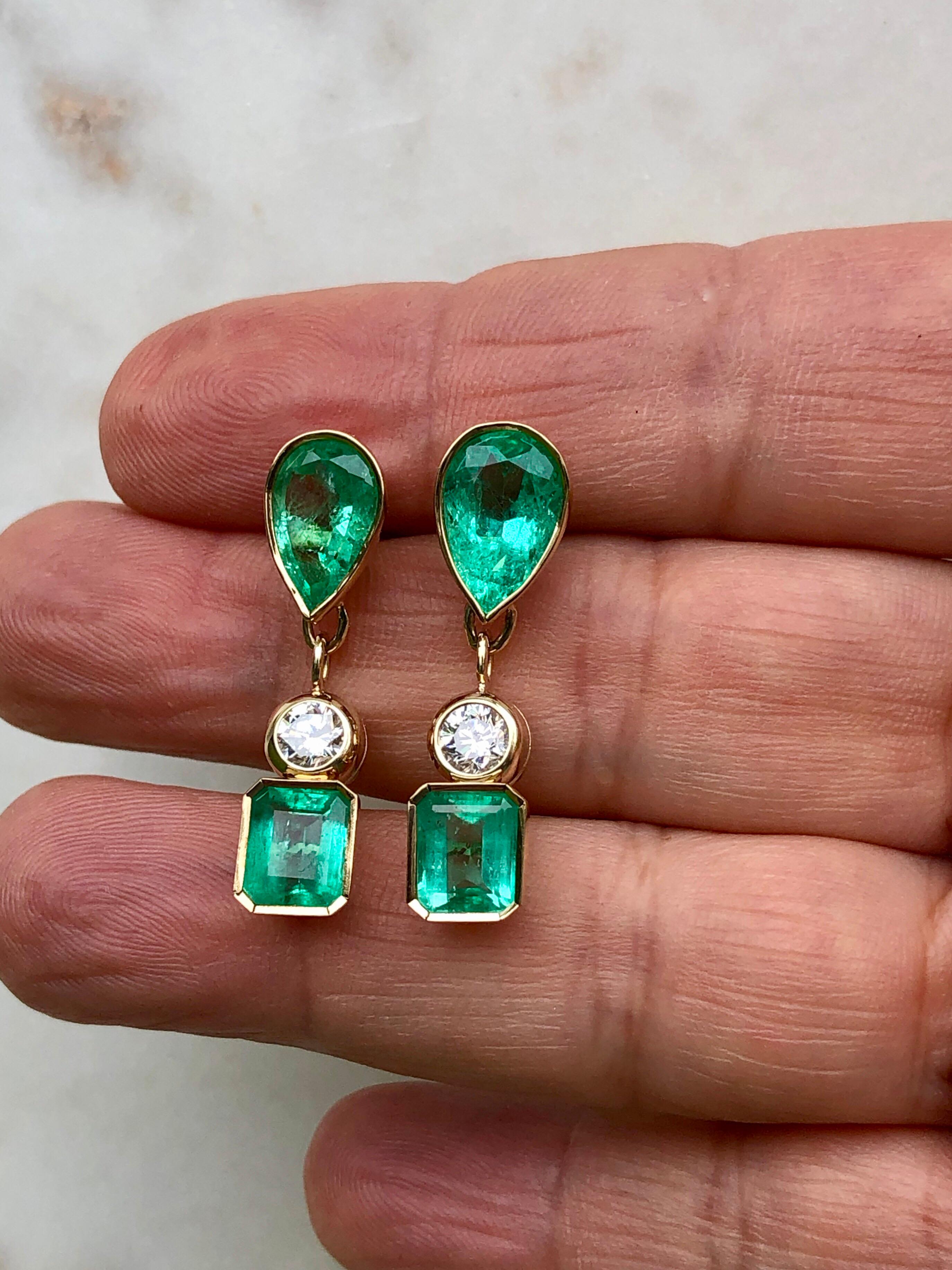 10.12 Carat Natural Colombian Emerald and Diamond Drop Earrings 18 Karat 6