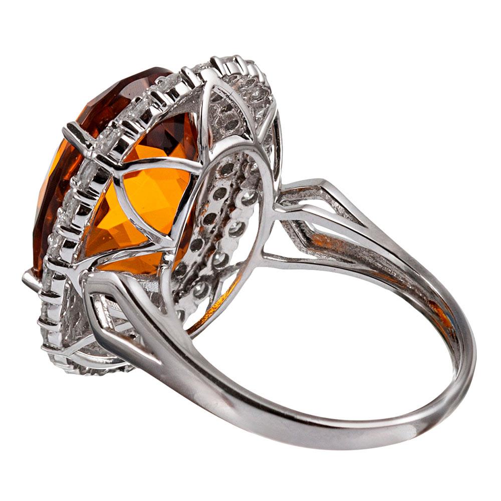 10.13 Carat Checkerboard Citrine and Diamond Ring In Good Condition In Carmel-by-the-Sea, CA