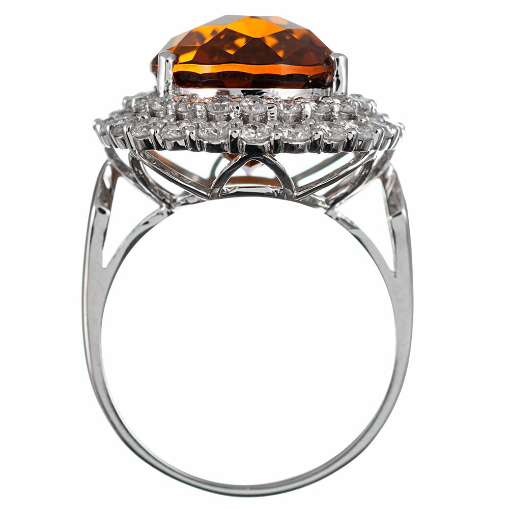 Women's 10.13 Carat Checkerboard Citrine and Diamond Ring