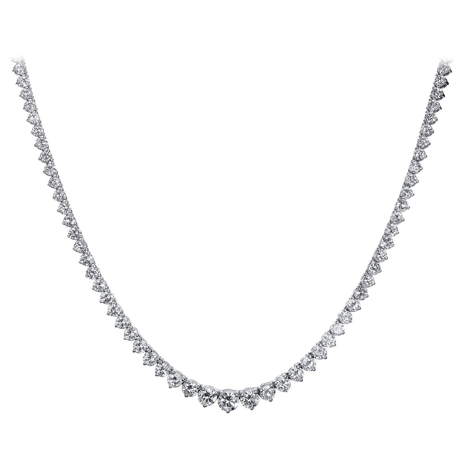 10.13 Carat Diamond Riviera Necklace set in 18 Karat White Gold 16.5 inches Long
