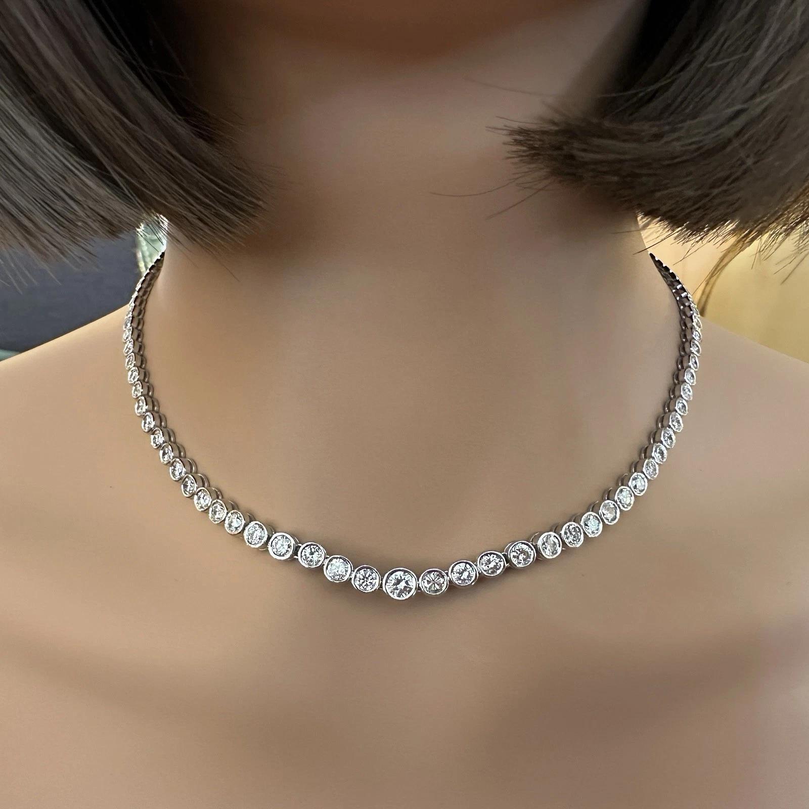 10.13 cttw Collar de Tenis Graduado de Diamantes Naturales en Platino 16.75