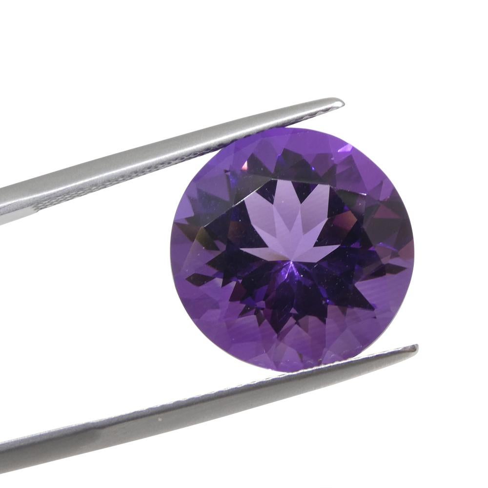 10.13 Karat runder lila Amethyst aus Uruguay (Brillantschliff) im Angebot