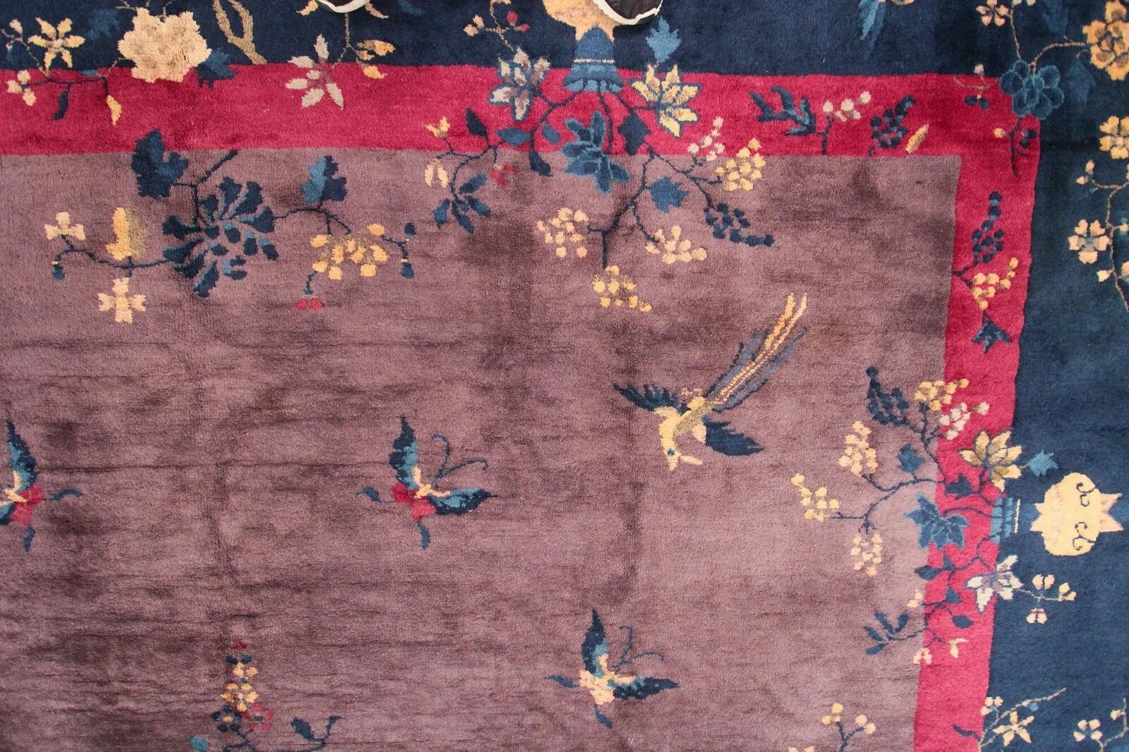 XX secolo 10×14 Antico tappeto cinese Walter Nichols Rugs 305cm × 437cm Uccelli Art Deco c.1920 in vendita