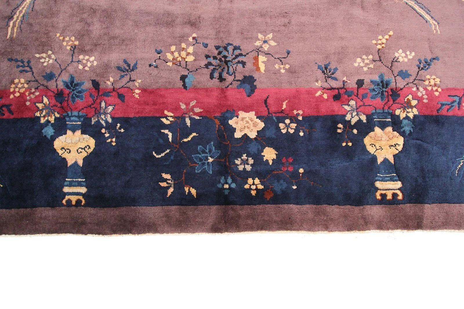 10×14 Antico tappeto cinese Walter Nichols Rugs 305cm × 437cm Uccelli Art Deco c.1920 in vendita 1
