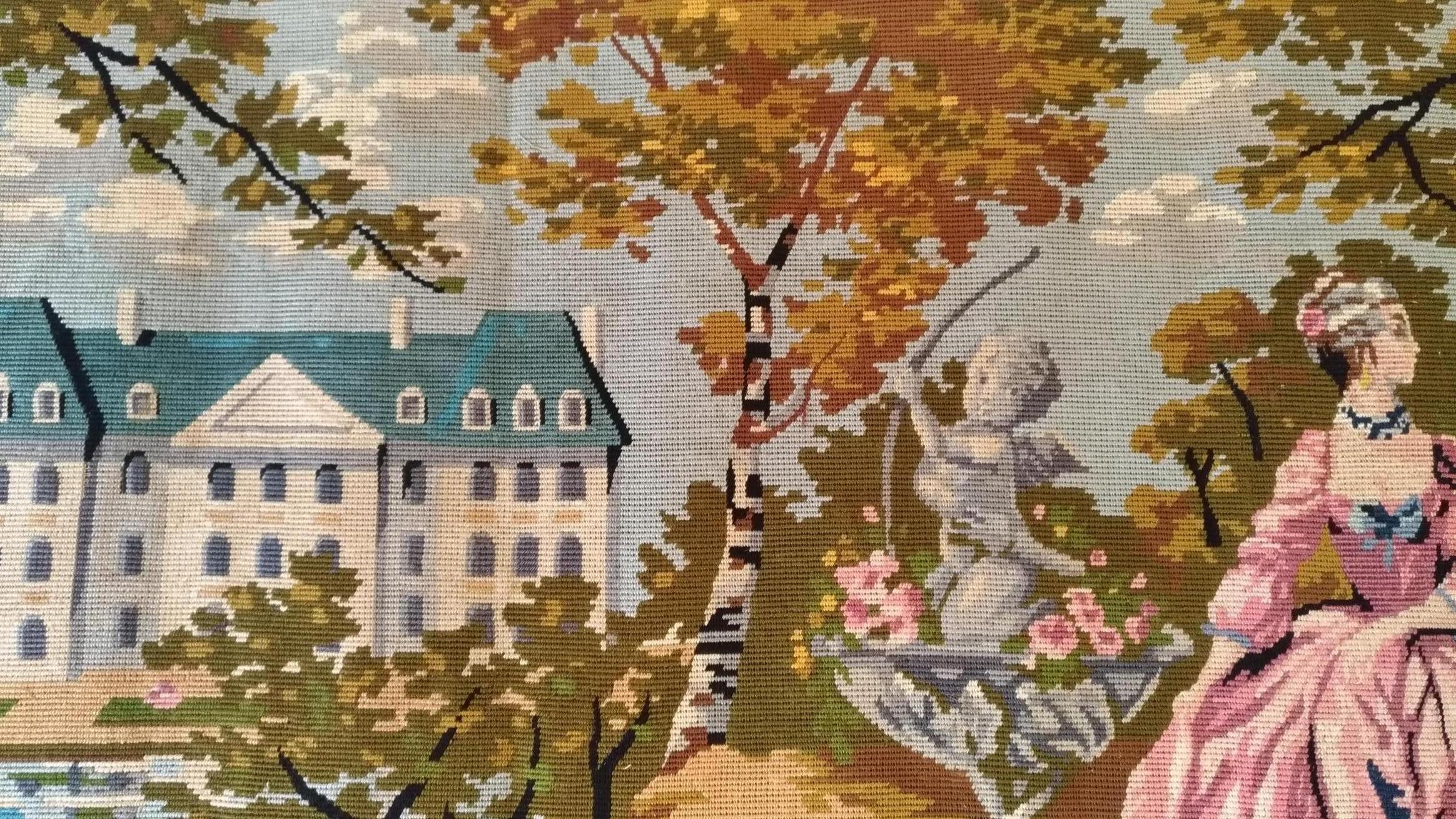 1014 - Beautiful French Antique Needlepoint Tapestry For Sale 4