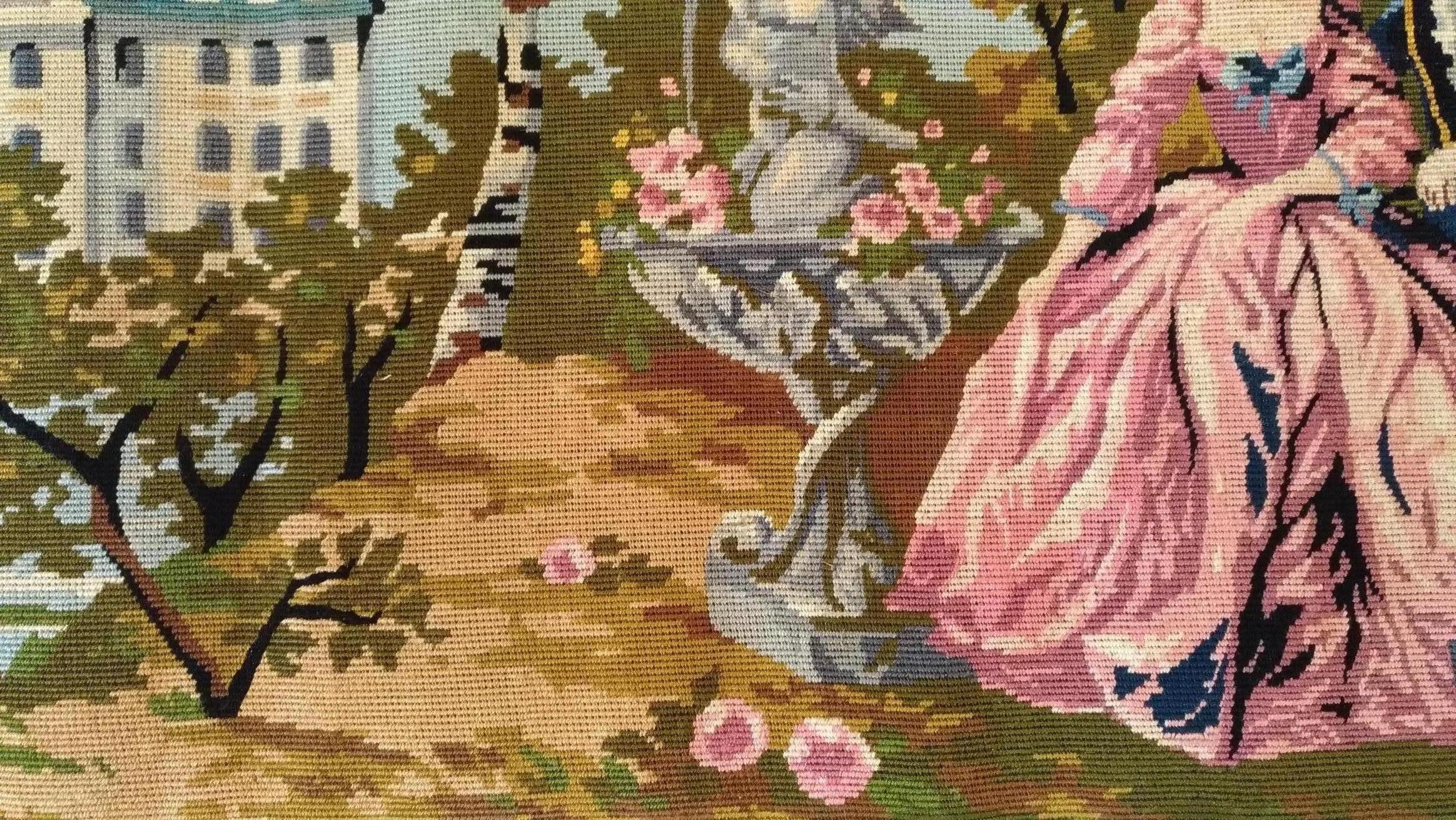1014 - Beautiful French Antique Needlepoint Tapestry For Sale 5