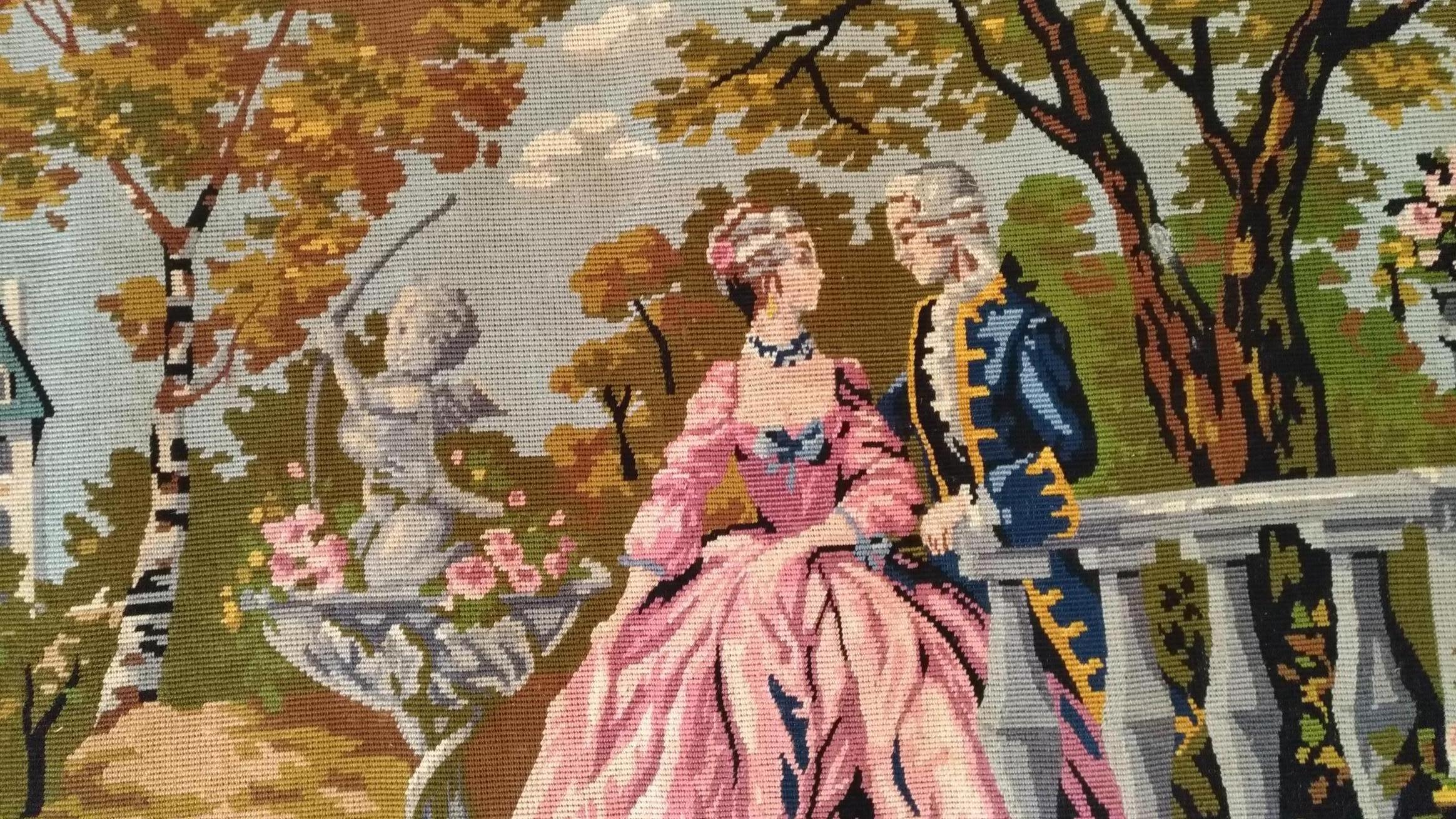 Mid-20th Century 1014 - Beautiful French Antique Needlepoint Tapestry For Sale