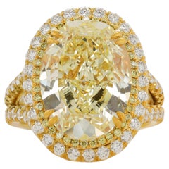 10.14 Carat Oval Diamond Ring Fancy Yellow 14K Gold Rare Fancy-Color Splendour