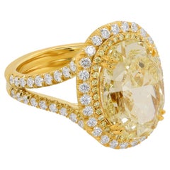 10.14 Carat Oval Diamond Ring Fancy Yellow 14K Gold Rare Fancy-Color Splendour