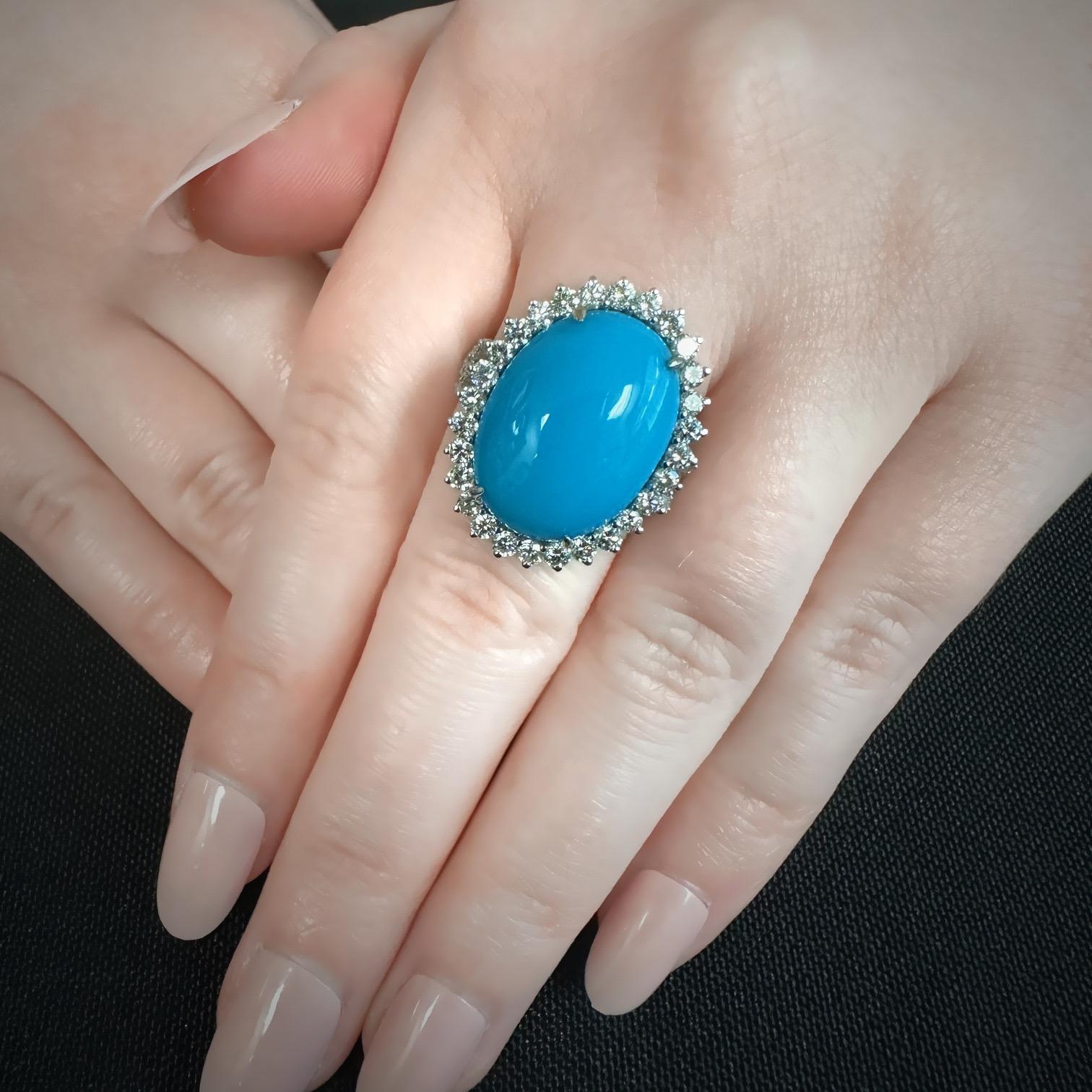 10.14 Carat Turquoise Cocktail Ring In New Condition For Sale In Richmond, BC