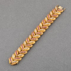 101.4 Grams Gold Diamonds and Rubies Vintage Bracelet