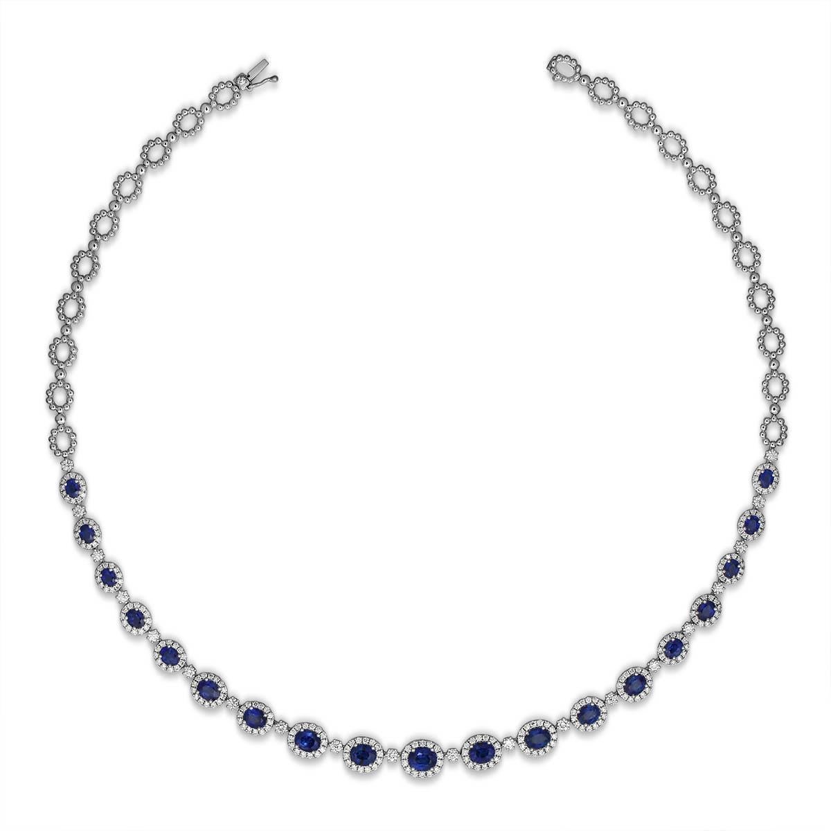 Statement-Halskette mit 10,14 Karat königsblauem Saphir und Diamant (Moderne) im Angebot