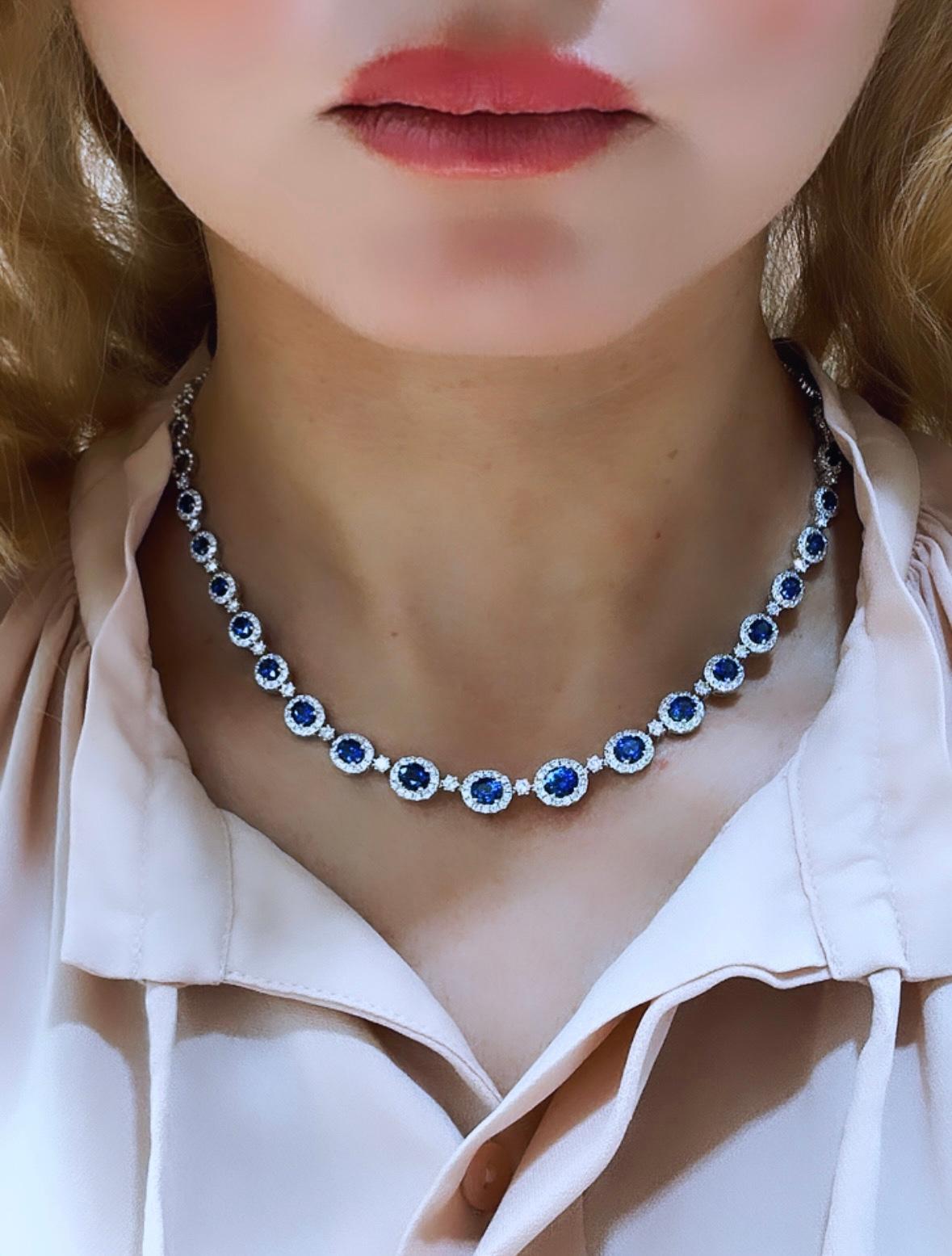 Statement-Halskette mit 10,14 Karat königsblauem Saphir und Diamant im Zustand „Neu“ im Angebot in New York, NY