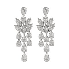 10.14ct Multi Diamond Chandelier Earrings 18k White Gold