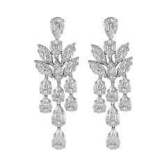 10.14ct Multi Diamond Chandelier Earrings 18k White Gold