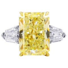 10.15 Carat Fancy Yellow Radiant Cut Diamond Ring, GIA