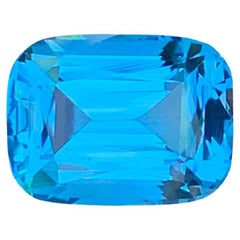 10.15 Carat Natural Loose Neon Blue Color Topaz Cushion Cut African Gemstone