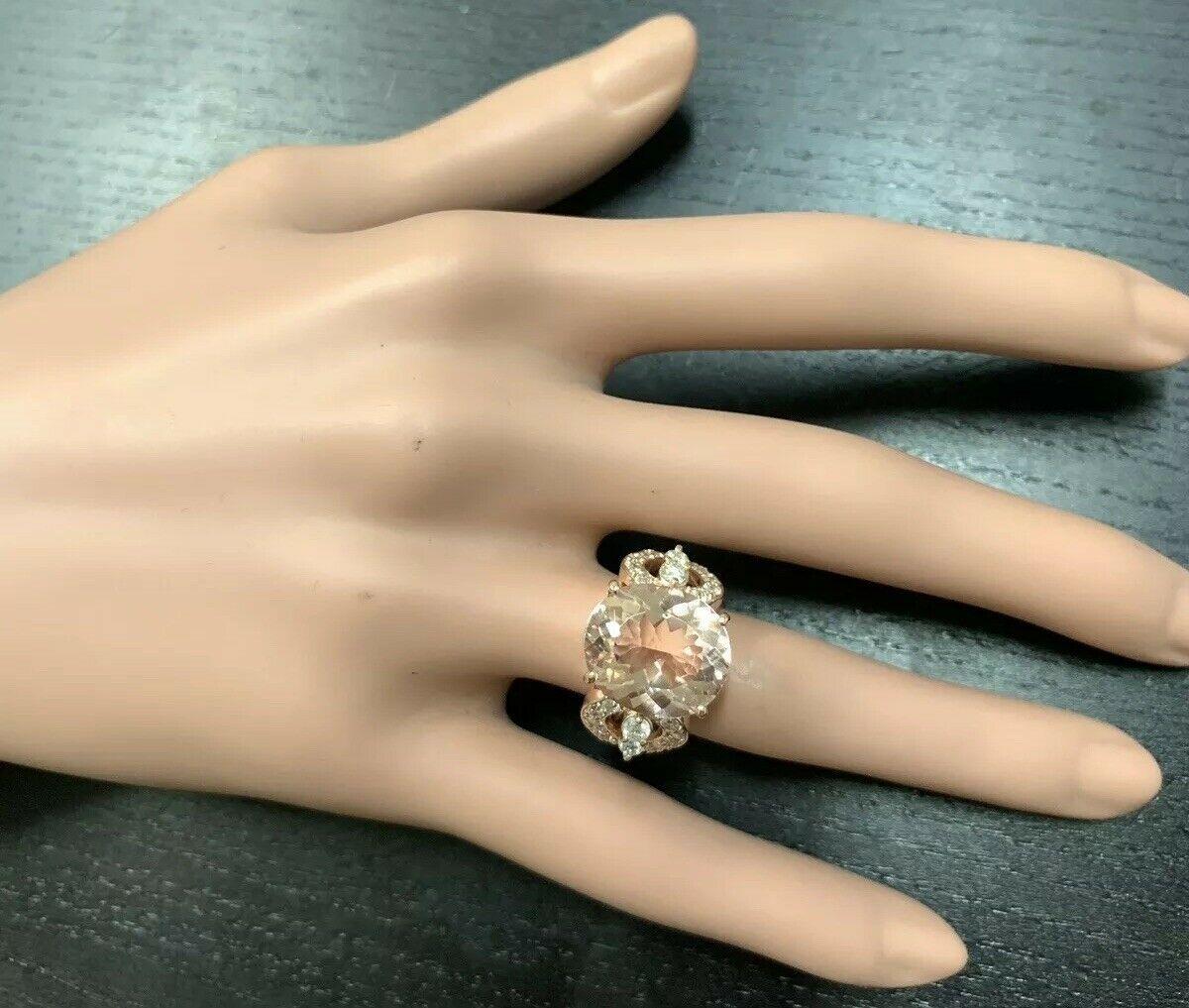 Women's 10.15 Carat Exquisite Natural Morganite and Diamond 14K Solid Rose Gold Ring For Sale