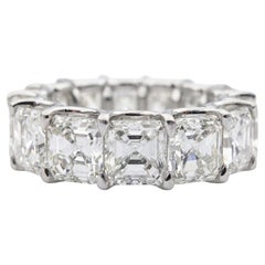 10.15ct Asscher Cut Diamond Platinum Eternity Band Ring