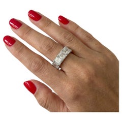 10.15ct Asscher Cut Diamond Platinum Eternity Band Ring