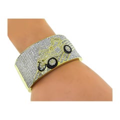 10.15 Carat Diamond Onyx Gold Vintage Car Bangle