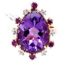 10,16 Karat Amethyst-Granat-Diamant-Cocktailring aus Roségold