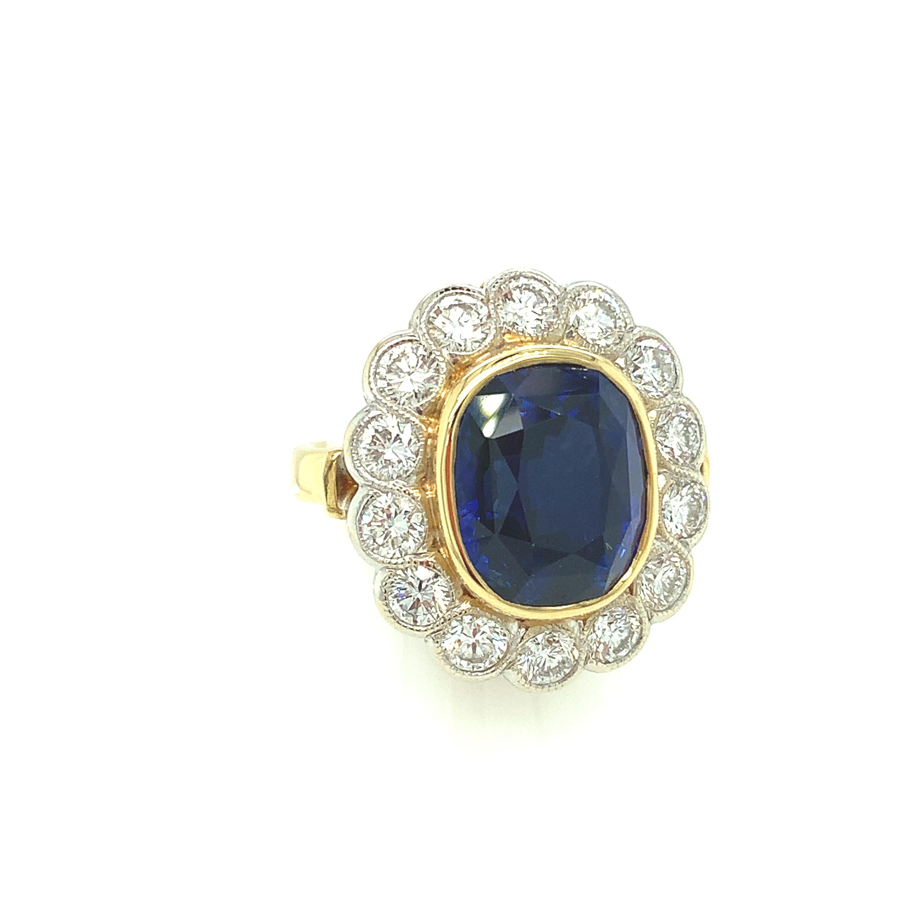 Oval Cut GIA Certified 10.16 Carat Ceylon Blue Sapphire and Diamond Cocktail Ring For Sale