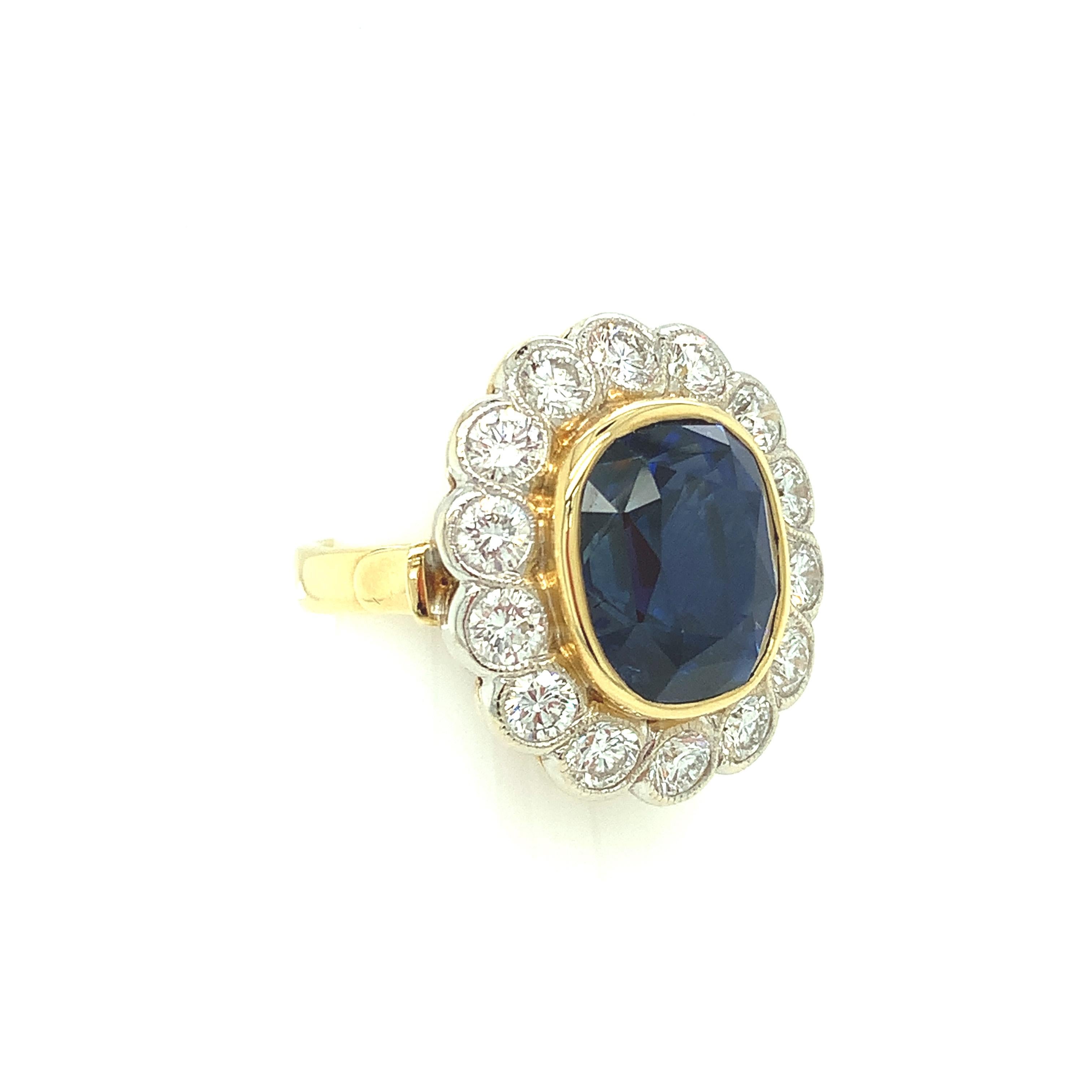 GIA Certified 10.16 Carat Ceylon Blue Sapphire and Diamond Cocktail Ring In New Condition For Sale In Los Angeles, CA