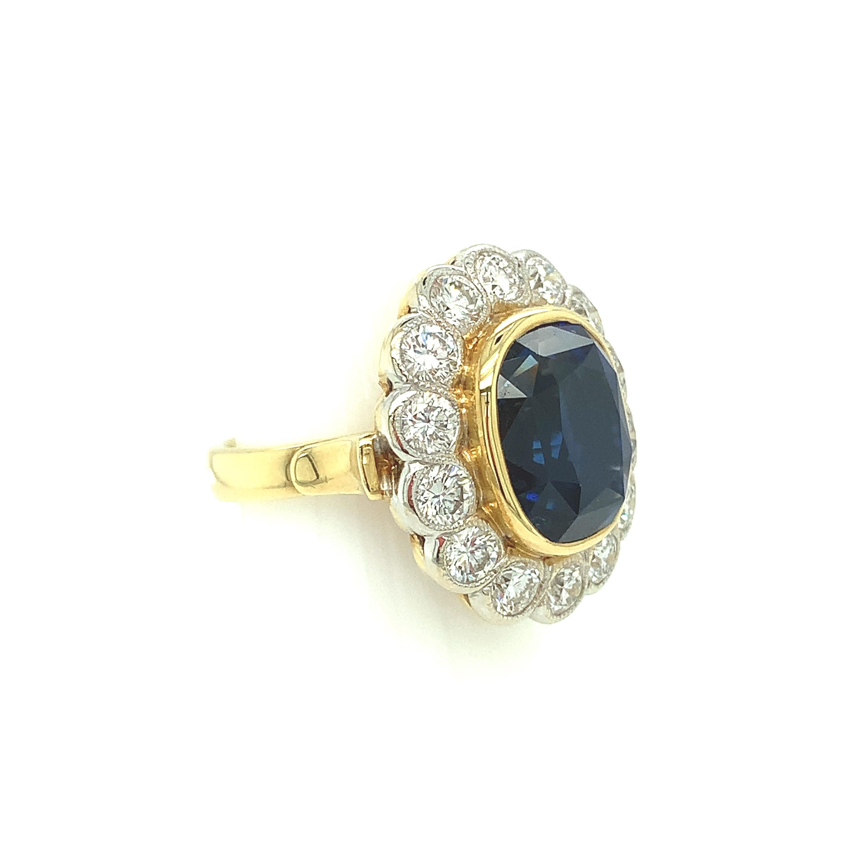Women's GIA Certified 10.16 Carat Ceylon Blue Sapphire and Diamond Cocktail Ring For Sale