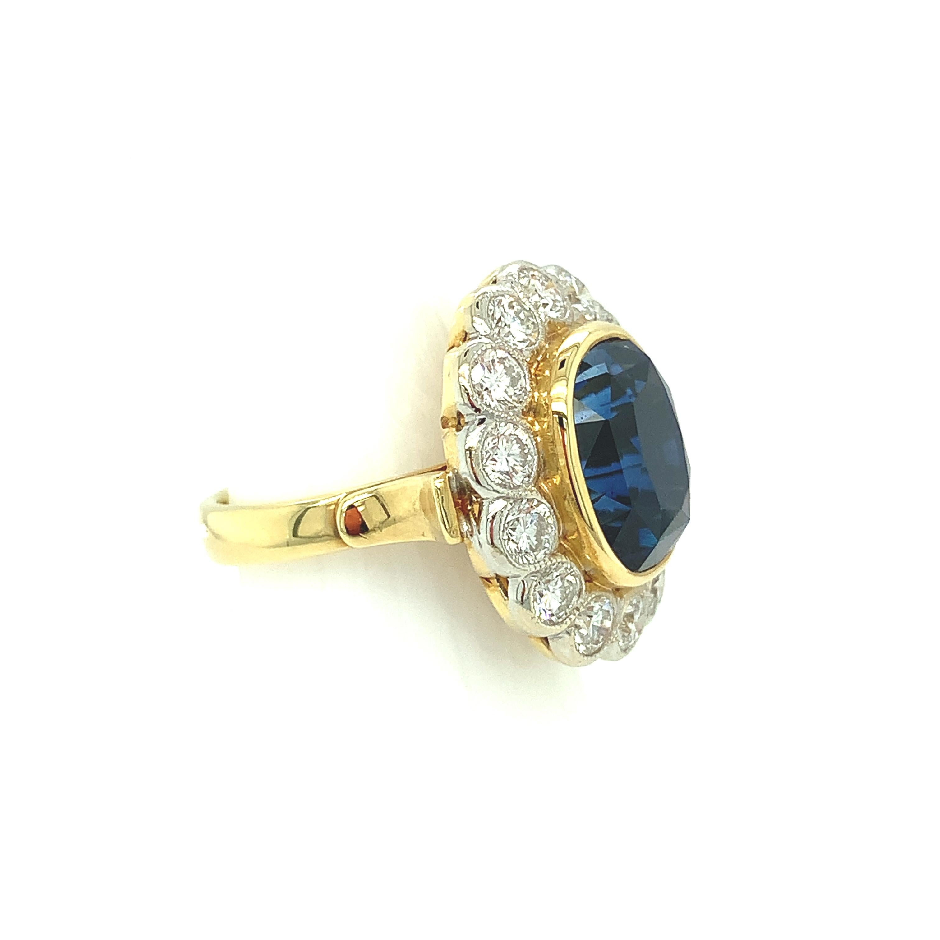 GIA Certified 10.16 Carat Ceylon Blue Sapphire and Diamond Cocktail Ring For Sale 1