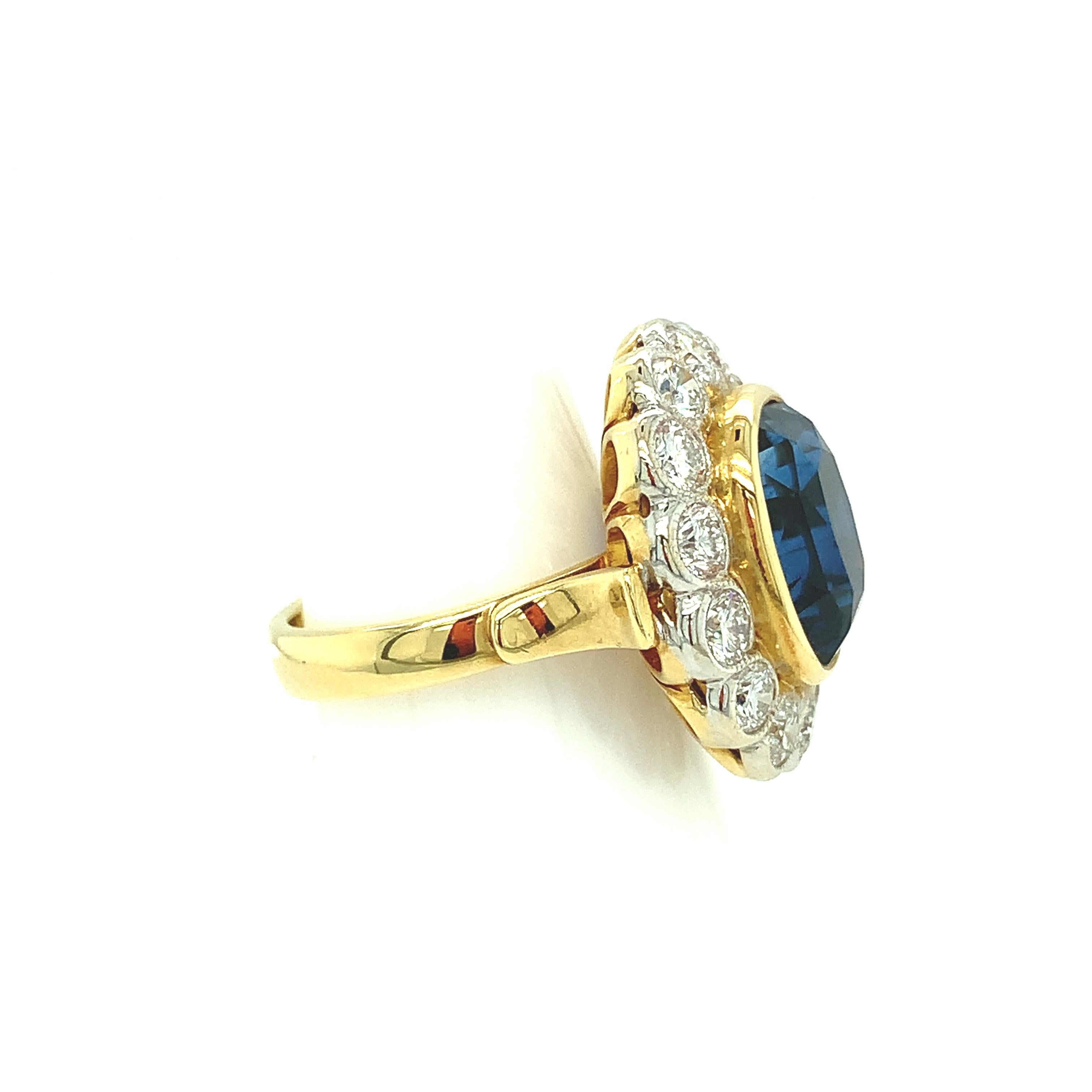 GIA Certified 10.16 Carat Ceylon Blue Sapphire and Diamond Cocktail Ring For Sale 2