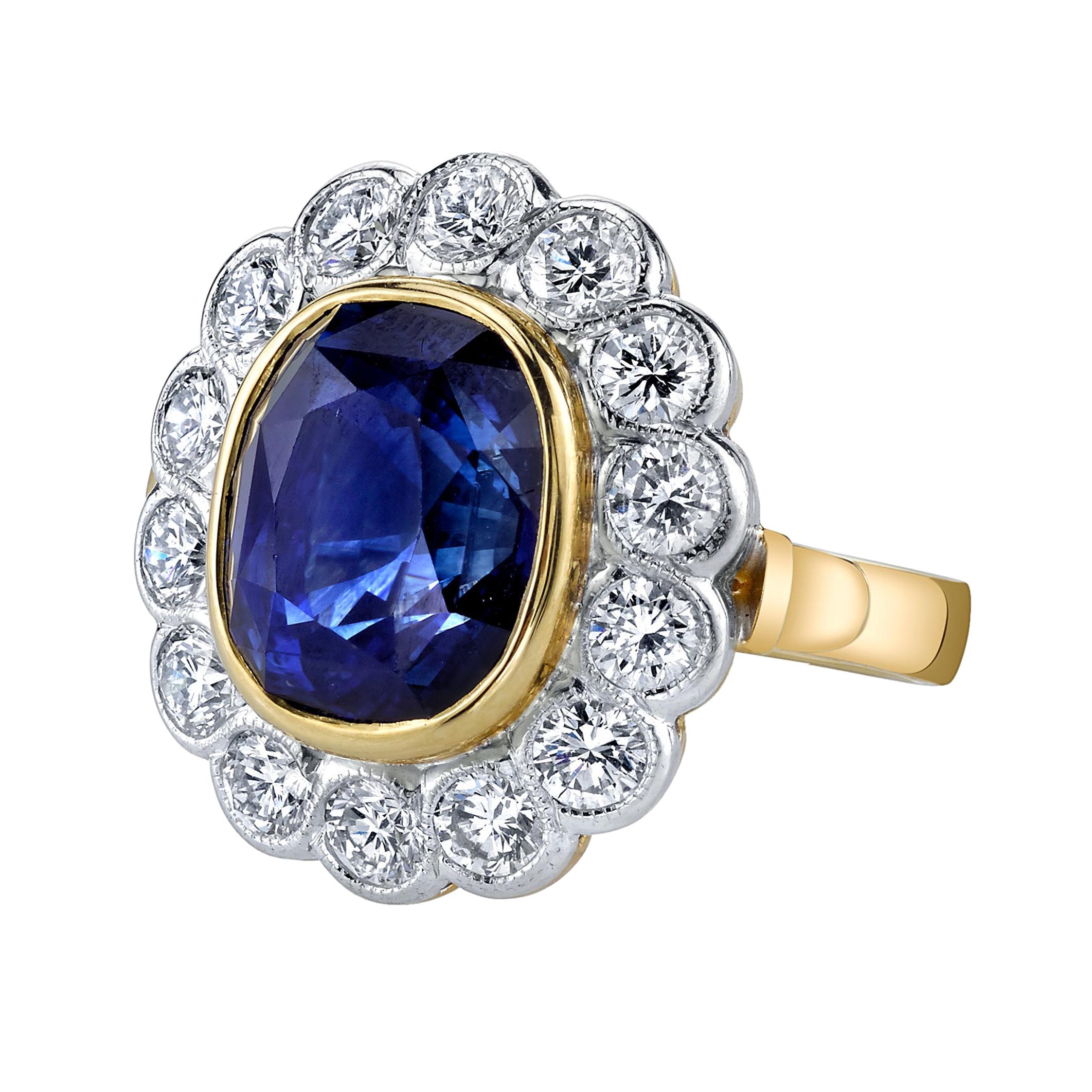 GIA Certified 10.16 Carat Ceylon Blue Sapphire and Diamond Cocktail Ring For Sale
