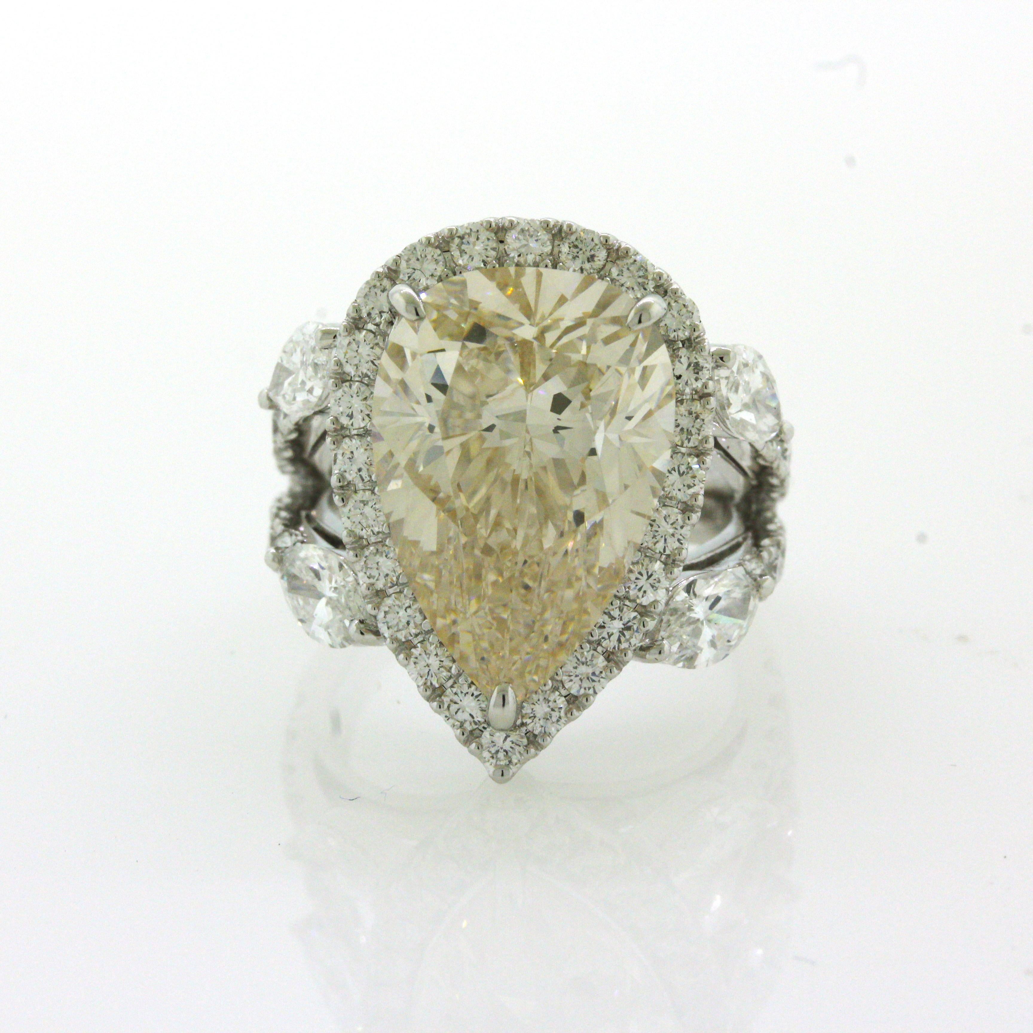 Pear Cut 10.16 Carat Diamond Platinum Ring, GIA Certified Type 2a For Sale