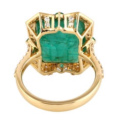 10.16 Carat Emerald Diamond 14 Karat Gold Ring