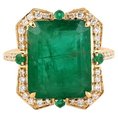 10,16 Karat Smaragd-Diamant-Ring aus 14 Karat Gold