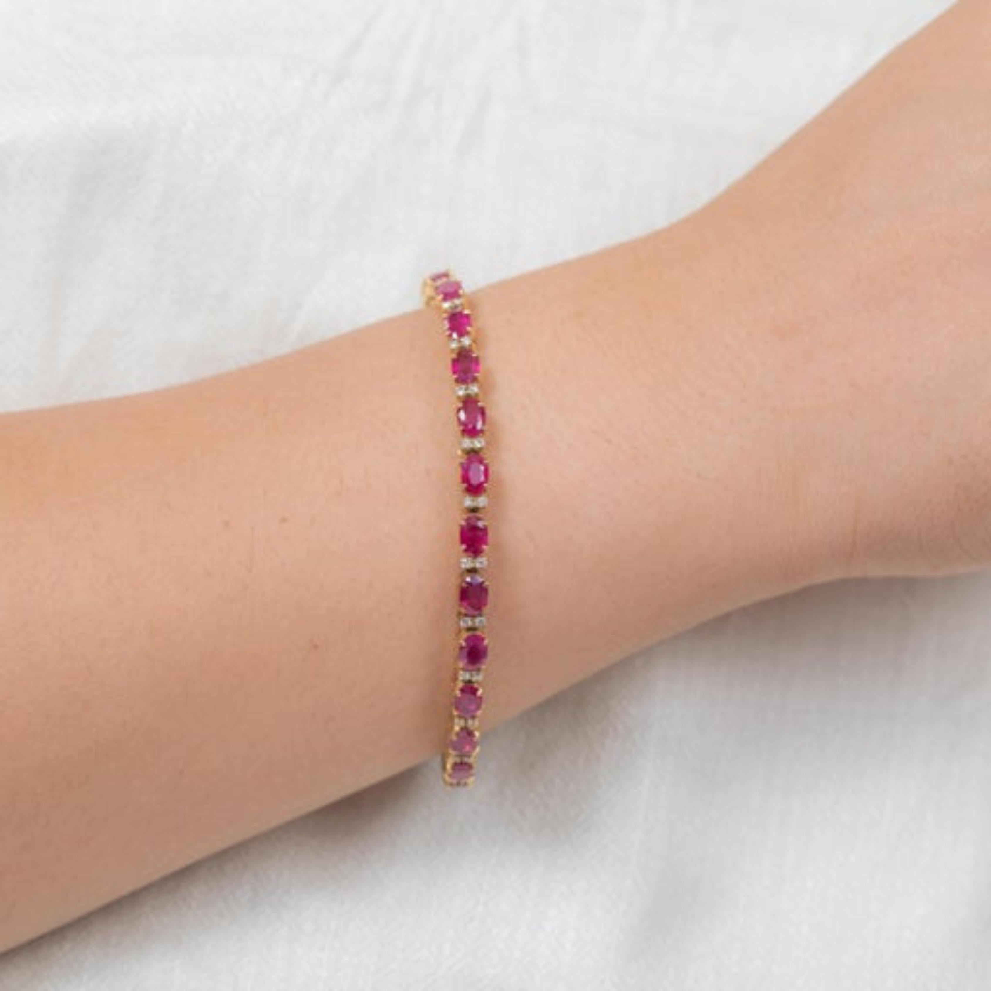 10.16 Carat Natural Pink Sapphire and Diamond Tennis Bracelet in 14K Yellow Gold For Sale 10