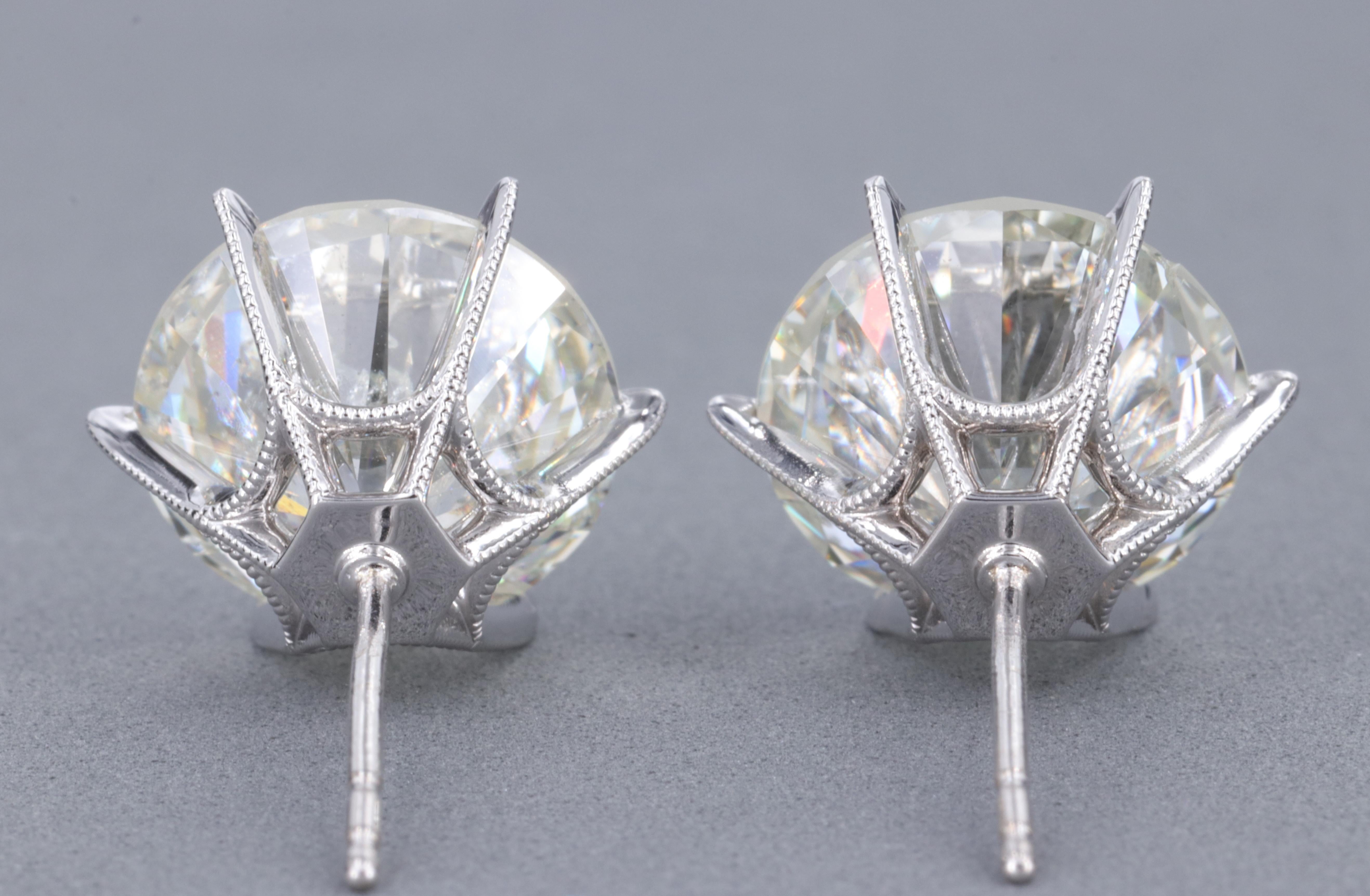 Round Cut 10.16 Carat Natural Round Brilliant Diamond Stud Earrings in 18 Karat White Gold