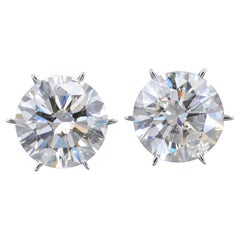 10.16 Carat Natural Round Brilliant Diamond Stud Earrings in 18 Karat White Gold