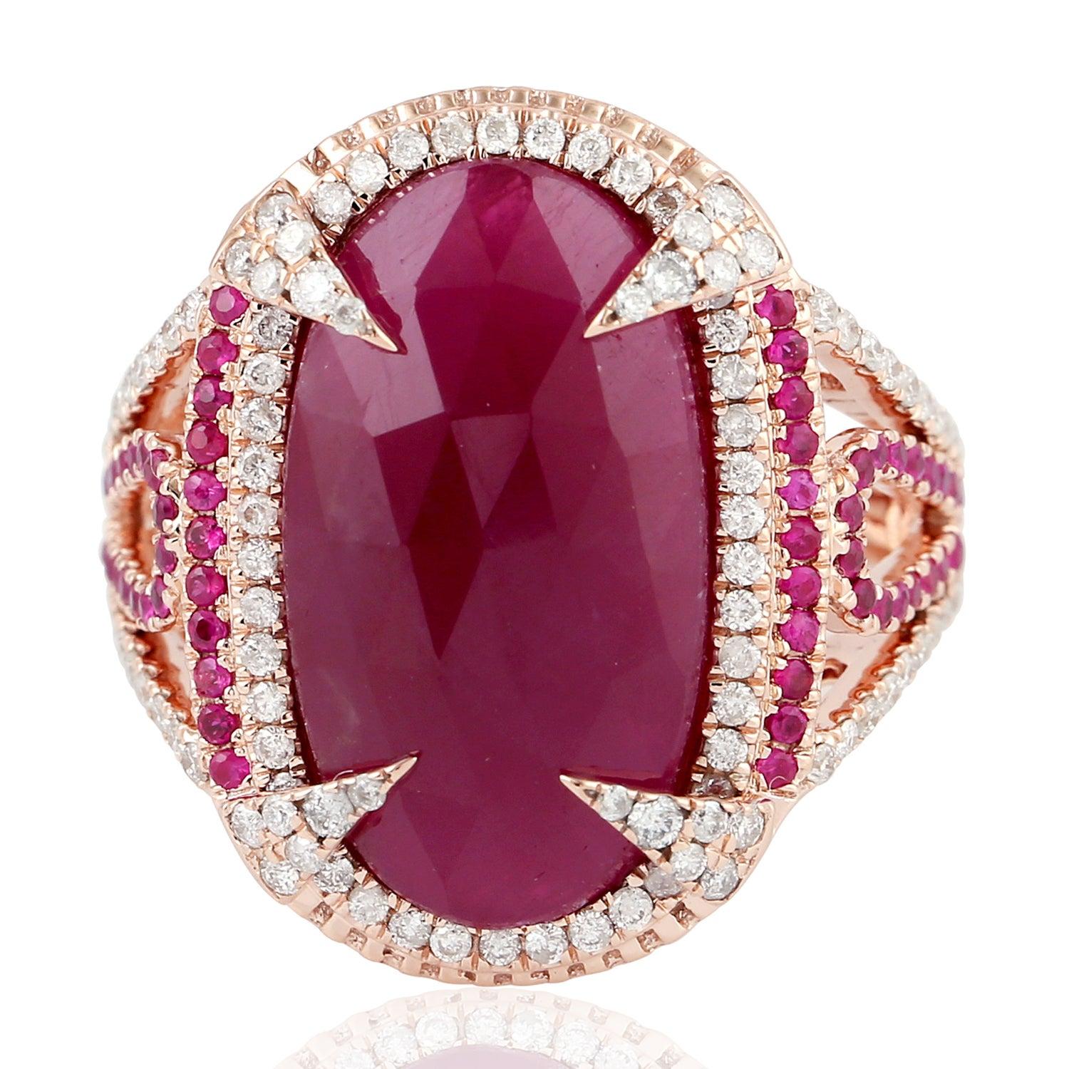 For Sale:  10.16 Carat Ruby Diamond 18 Karat Gold Ring 3