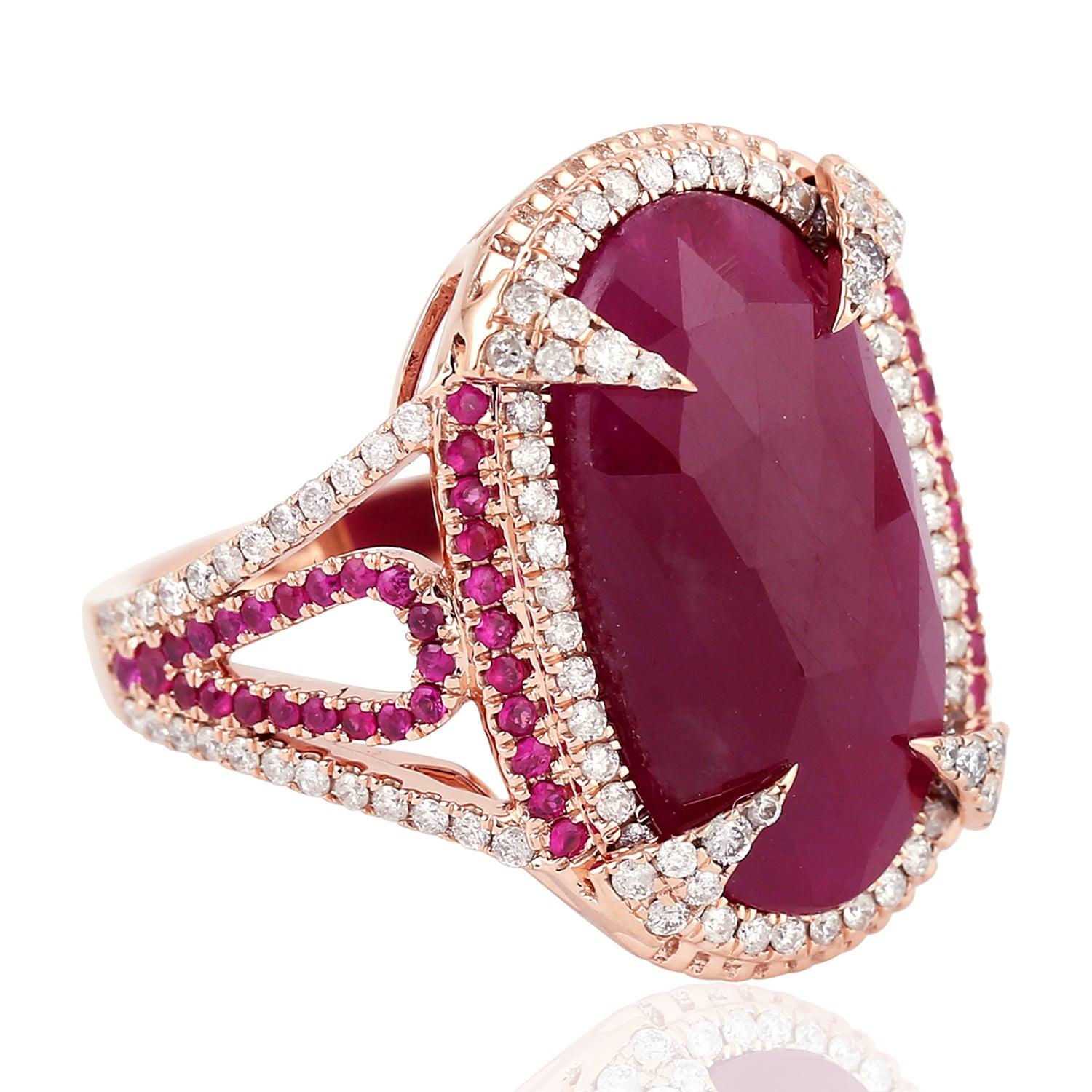 For Sale:  10.16 Carat Ruby Diamond 18 Karat Gold Ring 4