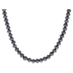 101.66CTW Black Faceted Briolette Diamond Bead Necklace